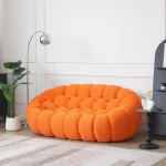 78.74'' Modern Orange Bubble Convertible Sponge Comfy Upholstered Loveseat Couch 3D Honeycomb Shaped Hotel Living Room Apartment