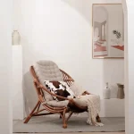 AU Boho Vintage Handcrafted Rattan Cushioned Leisure Lounge Chair Living Room Patio Furniture